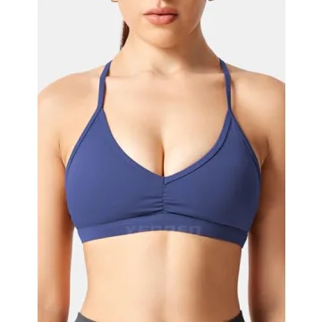 YEOREO Padded Strappy Open Back Sports Bra in Navy
