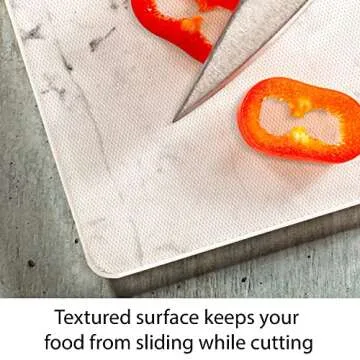 CounterArt White Marble Design 3mm Heat Tolerant Tempered Glass Cutting Board 15” x 12” Manufactured in the USA Dishwasher Safe