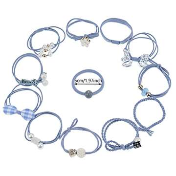 48 Pieces Lucky Bowknot Hair Ties Fashion Pearls Hair Scrunchies Cute High Elasticity Ponytail Holders Hair Rope Elastic Rubber Bands Hair Accessories for Ladies and Women (Black,Blue,Pink,Brown)