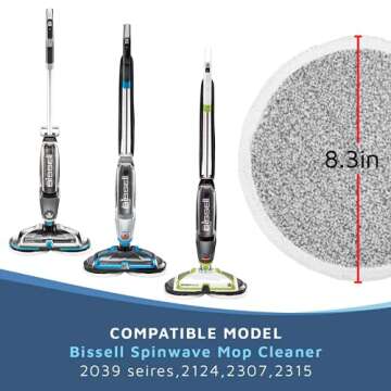 6 Pack Replacement Pads for Bissell Spinwave 2124,2039A,2307,23157,20391,20399 Powered Hard Floor Mop