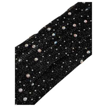 SHENHE Women's Sheer Lace Tulle Gloves Fingerless Elbow Length Arm Sleeves Mittens Rhinestone Black one-size