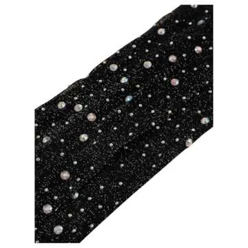 SHENHE Women's Sheer Lace Tulle Gloves Fingerless Elbow Length Arm Sleeves Mittens Rhinestone Black one-size