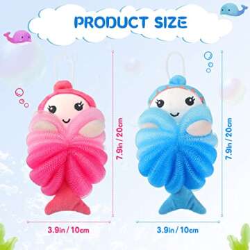 2 Pcs Bath Loofahs Kids Toddler Body Loofahs Cute Cartoon Kids Loofah Kid Bath Sponges Loofah Bath P...
