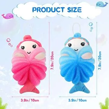 2 Pcs Cute Cartoon Loofahs for Kids - Fun Bath Sponges
