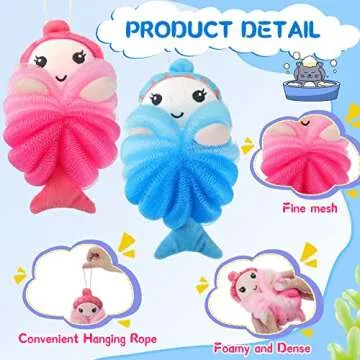 Adorable Mermaid Bath Loofahs for Kids - 2 Pack