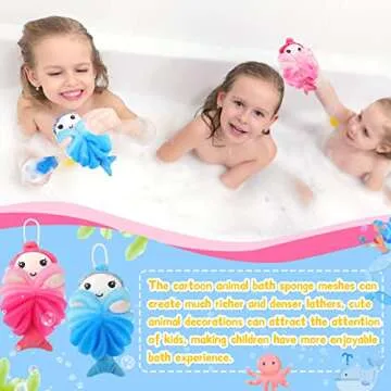 Adorable Mermaid Bath Loofahs for Kids - 2 Pack