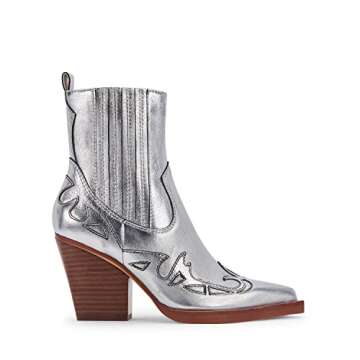 Dolce Vita Women's Beaux Fashion Boot, Silver Leather, 10
