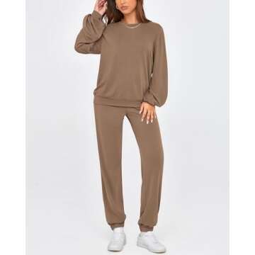 Okiwam Womens 2 Piece Outfits Lounge Sets Long Sleeve Tops Drawstring Jogger Pants Fall Fashion 2024...