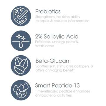 Glowbiotics Probiotic Acne Cleanser: Gentle Foaming Face Wash for Acne-Prone Skin | Clears Pores, Removes Dirt & Oil, Soothes Redness with Salicylic Acid & Niacinamide