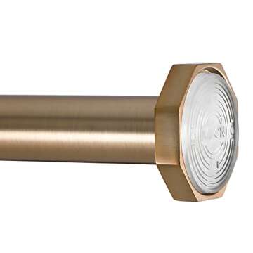 Ivilon Tension Curtain Rod - Hexagonal Spring Tension Rod for Windows or Shower, 24 to 36 Inch, Warm Gold