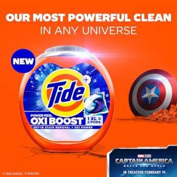 Tide Oxi Boost Power PODS Laundry Detergent Pods, 45 Count, Stain Remover Plus Oxi Power
