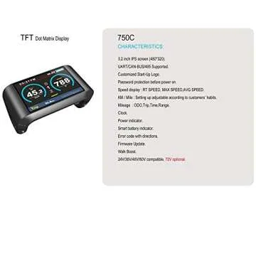 BAFANG 8fun LCD 750C 850C 860C C18 C965 C961 500C SW102 Display Meter Control Panel for Electric Bicycle BBS02 and BBSHD Mid Drive Motor (750C Colorful Display)