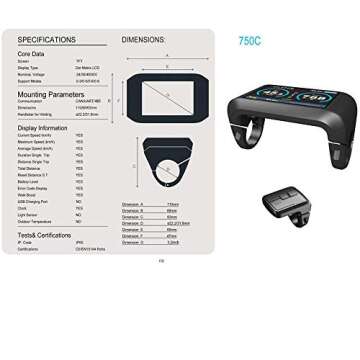 BAFANG 8fun LCD 750C 850C 860C C18 C965 C961 500C SW102 Display Meter Control Panel for Electric Bicycle BBS02 and BBSHD Mid Drive Motor (750C Colorful Display)