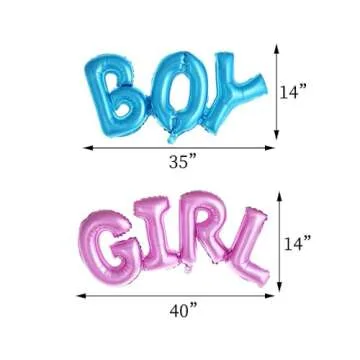 AnnoDeel 2 pcs BOY GIRL Letter Balloons, 40"*14"inch One-piece Alphabet Baby Foil Balloons for Baby ...