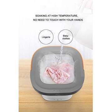 Portable Mini Folding Clothes Washing Machine, Bucket Automatic Home Travel Self-Driving Tour Underwear Foldable Washer, Pink