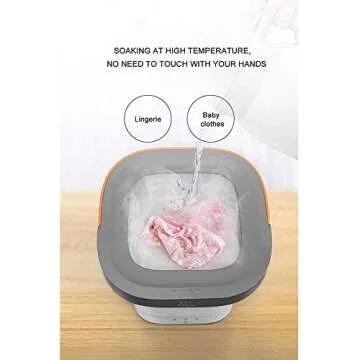 Portable Mini Folding Clothes Washing Machine, Bucket Automatic Home Travel Self-Driving Tour Underwear Foldable Washer, Pink