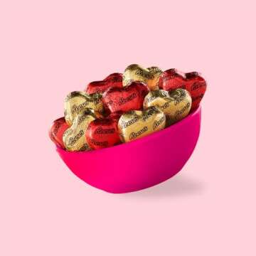 Reeces Valentines Day Milk Chocolate Peanut Butter Hearts Treats - 2 LB of Red & Gold Foil Wrapped Delights, Ideal for Bulk Candy, Holiday Gift Basket Filler, and a Chocolate Gift Box for a Sweet Valentine's Celebration (Approx. 80 pcs)