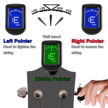 JINWEE Clip-On Chromatic Tuner with Buzzing-Free Capo & Picks Set for Musicians