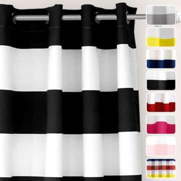 Stylish DriftAway Black Stripe Room Darkening Curtains - 84 Inch Grommet Drapes for Elegant Living