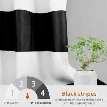 DriftAway Elegant Black Stripe Room Darkening Curtains