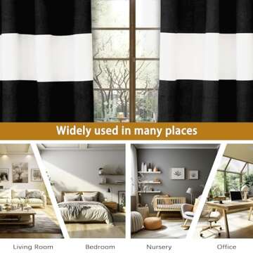 DriftAway Elegant Black Stripe Room Darkening Curtains