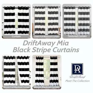DriftAway Elegant Black Stripe Room Darkening Curtains