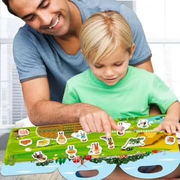 iGetooy Reusable Sticker Books for Toddlers 1-3, Farm Stickers for Kids, Stickers for Toddlers 3+ Ages, Airplane Train Car Travel Essentials Toy for Kids Girls Boys