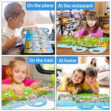 iGetooy Reusable Sticker Books for Toddlers 1-3, Farm Stickers for Kids, Stickers for Toddlers 3+ Ages, Airplane Train Car Travel Essentials Toy for Kids Girls Boys