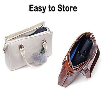 PFFY 2 Packs Travel Umbrella Windproof Auto Open & Close Collapsible Folding Small Compact Backpack Car travel Essentials Purse Umbrellas for Rain Black+Blue