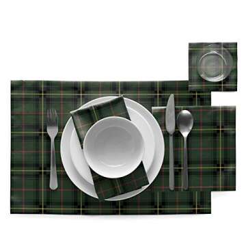MY DRAP Cotton Cocktail Napkin 4.5 x 4.5 in, Green Tartan Christmas, 50 Units per roll