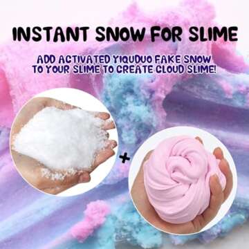 YIQUDUO Instant Snow Powder - Add Water Grows to 100x, Makes 10 Gallons of Fake Artificial Snow- Great for Cloud Slime, Science Projects and DIY Arts & Crafts Snow Decoration