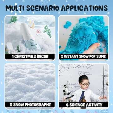 YIQUDUO Instant Snow Powder - Add Water Grows to 100x, Makes 10 Gallons of Fake Artificial Snow- Great for Cloud Slime, Science Projects and DIY Arts & Crafts Snow Decoration