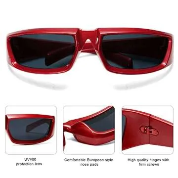 VANLINKER Y2K Wrap Around Sunglasses for Trendy Style