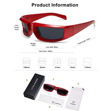 VANLINKER Y2K Wrap Around Sunglasses for Trendy Style