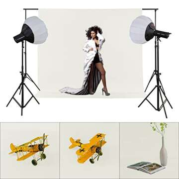 Joccun 8X10FT Ivory Backdrop Background for Photography,Polyester Backdrop Curtain Background Screen for Photography,Photoshoot,Video Recording,Studio(8X10ft,Ivory)