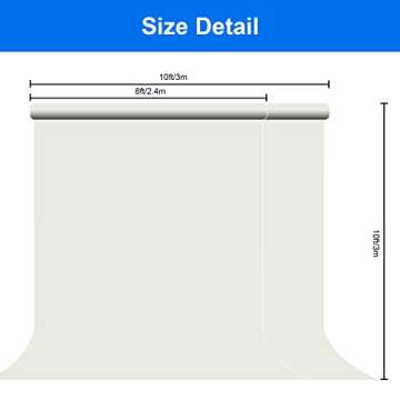 Joccun 8X10FT Ivory Backdrop Background for Photography,Polyester Backdrop Curtain Background Screen for Photography,Photoshoot,Video Recording,Studio(8X10ft,Ivory)