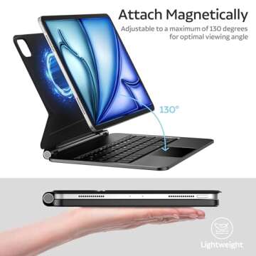 Keyboard Case for iPad Air 11 inch M2 2024/ iPad Pro 11 inch 2022-2018 (1st, 2nd, 3rd, 4th Gen)/ iPad Air 5th 4th Generation, Magic-Style Keyboard Case with Multi-Touch Trackpad, 7 Colors Backlight