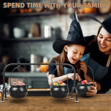 Kendane Halloween Decorations Indoor, Set of 3 Witches Cauldron Candy Serving Bowls on Rack, Hallowe...
