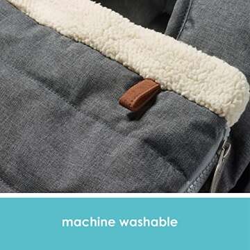 JJ Cole Winter Baby Car Seat Cover - Winter Car Seat Cover for Baby Seat or Stroller - Infant Car Seat Covers with Warm Sherpa Lining - Heather Gray