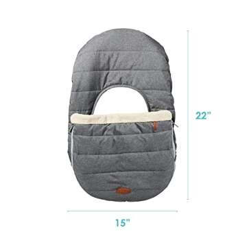 JJ Cole Winter Baby Car Seat Cover - Winter Car Seat Cover for Baby Seat or Stroller - Infant Car Seat Covers with Warm Sherpa Lining - Heather Gray
