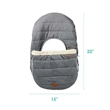 JJ Cole Winter Baby Car Seat Cover - Winter Car Seat Cover for Baby Seat or Stroller - Infant Car Seat Covers with Warm Sherpa Lining - Heather Gray