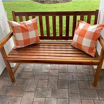 VAKADO Fall Outdoor Decor Throw Pillow Covers Orange Buffalo Plaid Thanksgiving Front Porch Farmhouse Rustic Cushion Autumn Home Decorations for Couch Sofa Living Room 18x18 Set of 2