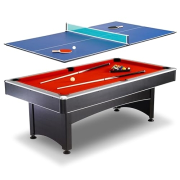 Hathaway Maverick Deluxe 7 Ft Pool Table with Ping Pong Multi Game Combo for Family Fun