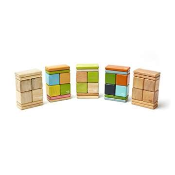 8 Piece Tegu Pocket Pouch Magnetic Wooden Block Set, Natural