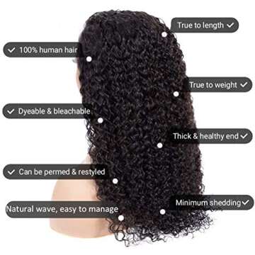 100% Human Hair Wigs for Black Women Natural Water Wave Lace Front Wigs Human Hair with Baby Hair Pre Plucked Ear to Ear 13x4 Lace Frontal Wigs Brazilian Virgin Curly Hair Easy to Manage Wigs 22 Inch