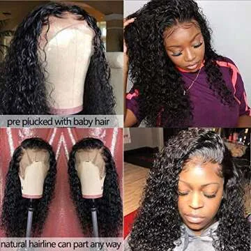 100% Human Hair Wigs for Black Women Natural Water Wave Lace Front Wigs Human Hair with Baby Hair Pre Plucked Ear to Ear 13x4 Lace Frontal Wigs Brazilian Virgin Curly Hair Easy to Manage Wigs 22 Inch