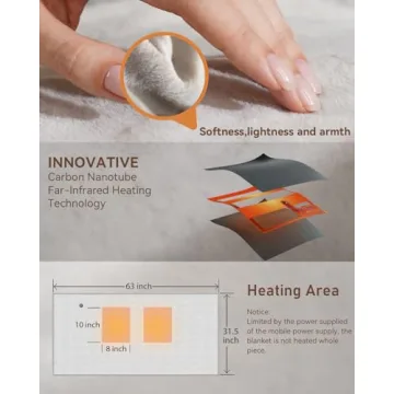 Zireot Heated Blanket Battery Operated ,Heating Blanket for neeck and Shoulder