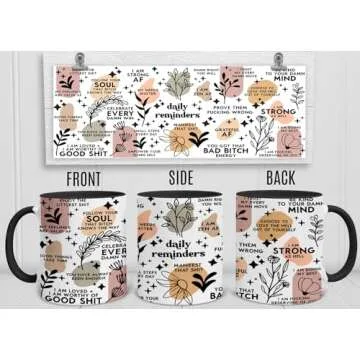 YouNique Sweary Affirmations Coffee Mug, 11 Oz, Self Care Gifts for Women, Novelty Coffee Mugs Inspirational Gifts for Women, Mental Health Gifts, Mugs for Women, Mindfulness Gifts (Black Handle)