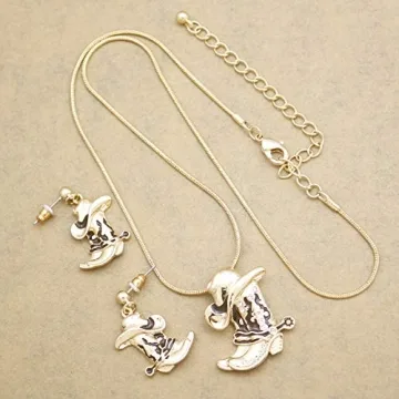 Stylish Gold Western Jewelry Set with Cowboy Hat and Boot