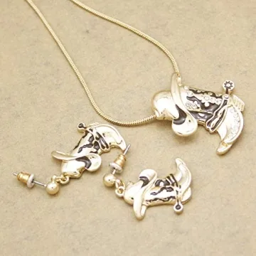 Stylish Gold Western Jewelry Set with Cowboy Hat and Boot